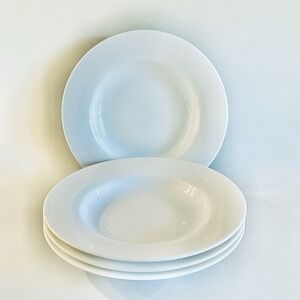 4‎ Pottery Barn Bowls TEXTURED White Rim Porcelain Soup Bowl Set 4 Rimmed 8.75"